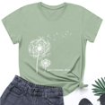 thumbnail image 4 of Women Summer Tops Women's Dandelion Print Crew Neck Casual Short Sleeved T Shirt Womens Tops Sparkly Long Sleeve Graphic T Shirt Petite Tunic for Women Size Petite Cat Clothes Teens Raglan Green M, 4 of 4