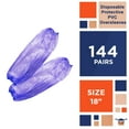 thumbnail image 2 of Disposable Vinyl Oversleeves 18" in Bulk. 144 Pairs of Purple Regular PVC 8 mil Arm Covers with Elastic Wrist & Elbow. Pack of 288 Waterproof Protective Sleeves for Food Service, Industrial., 2 of 5