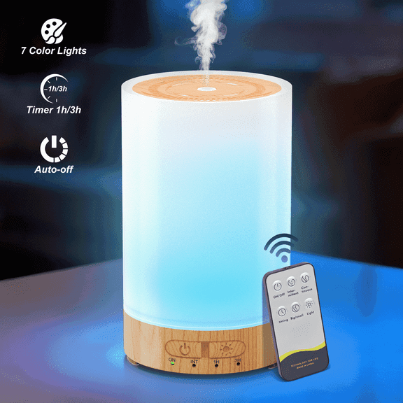 BCOOSS Essential Oil Diffuser with Remote Control Ultrasonic Aroma Diffuser and Air Humidifier for Room, Light Wood Grain