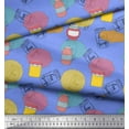 thumbnail image 2 of Soimoi Blue Cotton Voile Fabric Text & Jar Art & Craft Print Sewing Fabric Yard 56 Inch Wide, 2 of 3