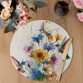 thumbnail image 3 of Hummingbird Round 15 Inch Placemats Set of 8, Spring Vintage Oil Painting Sunflowers Beige HeatResistant Non Slip Place Mats for Dining Table, Wipeable Braided Kitchen Table Mats for Housewarming, 3 of 9