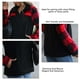 thumbnail image 5 of Blusa de felpa para mujer, manga larga, costura, patrón de rejilla, blusa de ajuste informal a la moda para citas, 5 of 8