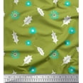 thumbnail image 1 of Soimoi Green Cotton Poplin Fabric Star & Holly Leaves Print Fabric by the Yard 42 Inch Wide, 1 of 3