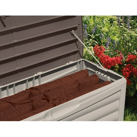 Suncast DB8300 83 Gallon Outdoor Patio Storage Chest with Handles, Mocha/Taupe