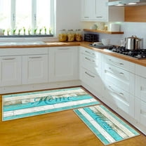 Teal Kitchen Rugs and Mats Non Skid Washable, Non-Slip Backing Kitchen Mat Set of 2 for Floor Kitchen Runner Rug Sets for Kitchen Dining Room(17.3"x47.2" 17.3"x27.5", Teal)