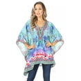 thumbnail image 5 of Sakkas Aymee Women's Caftan Poncho Cover up V neck Top Lace up With Rhinestone - WT39-Turq - One Size, 5 of 5