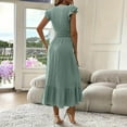 thumbnail image 5 of THDHVS Womens Summer Dresses,Dresses for Women 2025,Women's Bohemian Solid V-Neck Long Beach Sun Dresses Sleeveless Solid Maxi Dress Mint Green M, 5 of 7