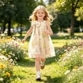 thumbnail image 4 of Flower Girl Dress Sleeveless Halter Neck Princess Tulle Dress Kids Summer Dresses Collar Bow Floral Embroidery Sundress for Wedding Party Birthday Casual Outfit(Beige,5-6 Years), 4 of 5