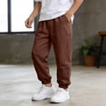 thumbnail image 2 of Kogui Pants for Boys Slim Boys Cargo Pants Kids Stretch Hiking Pants Casual Elastic Waist Youth Cargo Joggers with Pockets Size 13-14 (Coffee,13-14 Years), 2 of 4