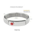thumbnail image 2 of Wollet Elastic Medical Alert Bracelet for Women, Pre-Engraved Penicillin Allergy, Stainless Steel ID Bangle Personalized, 7 inches(18cm) Width:13 MM, 2 of 4