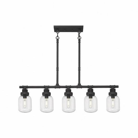 Innovations Lighting  Somers - 5 Light 6" Stem Hung Linear Pendant Clear/Textured Black