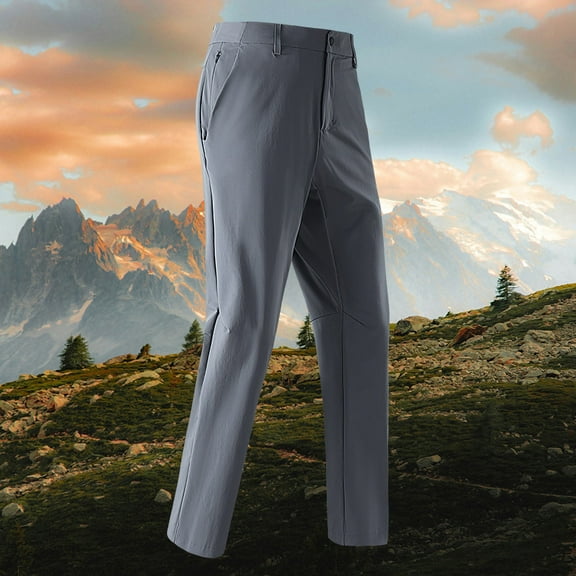 lkfuzj Men's Spring Summer Thin Casual Sports Pants - Outdoor Hiking, Windproof, Elastic, Solid Color Lightweight Quick-Drying Breathable Tear-Resistant Waterproof, Pockets - Hiking Daily Use