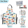 thumbnail image 3 of Cartoon Fishes Swimming 5 Pcs Kitchen Set Heat Resistant Oven Mitts and Non-Slip Pot Holders with Adjustable Cooking Apron, 3 of 6