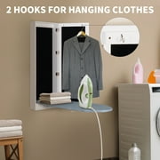 Facilehome Wall Mounted Ironing Board with Full-Length Mirror, Fold-Out Space-Saving Cabinet, 13.98 x 3.74 x 37.4, White