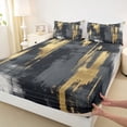 thumbnail image 3 of jejeloiu Minimalist Aesthetic Artwork Twin Sheet Sets,Black Gold Graffiti Bedding For Girls Kids 3pcs, 3 of 7