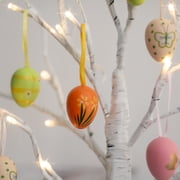 EAMBRITE Easter Decorations Easter Tree with 18x2 pcs Eggs Ornaments, Lighted White Birch Tree with Timer Battery Powered, Twig Tree Tabletop Centerpiece Spring Decorations for Home (2 Pack, 24 LED)