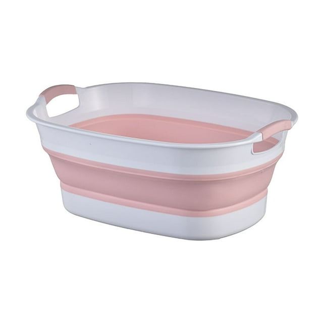Pink Foldable Laundry Basket Collapsible Dirty Clothes Hamper With Large Capacity, Thickened Plastic, Space Saving Design For Home, Dormitory, Laundry Room