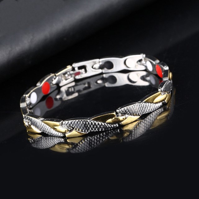 Pulsera de pareja de terapia magnética Twisted Dragon desmontable (plata/oro) Ndcxsfigh Cuidado Belleza
