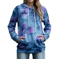 thumbnail image 3 of TWZH Women Tie Dye Printed Hooded Pullover Long Sleeved Loose Pocket Hoodies Tops, 3 of 6