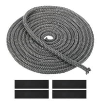 3/8" x 157" Wood Stove Gasket Kit, Graphite Fiberglass Round High-Temperature Resistance Seal Rope Replacement with 4pcs Joint Tapes for Stoves Fireplace Door, Black
