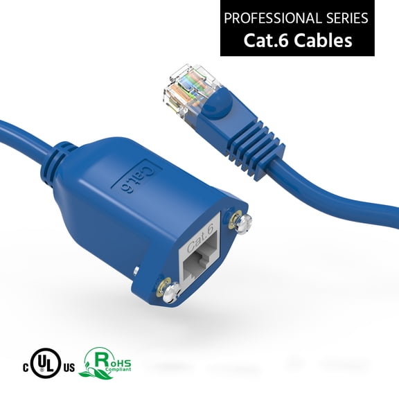 ACCL 25Ft Panel-Mount Cat.6 Ethernet Cable Blue, 1 Pack