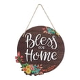 thumbnail image 4 of ZheElen Wreath Sign for Front Door Round Rustic Hanging Sign Decoration Bless Our Home 30x30x0.5cm, 4 of 5