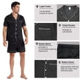 thumbnail image 5 of LANBAOSI Mens Satin Silk Pajama Set Short Sleeve Sleepwear Summer 2 Piece Loungewear (Black,L), 5 of 8