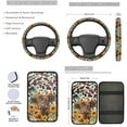 thumbnail image 3 of Jeiento Highland Cow Car Seat Covers Full Set Auto Interior Accessories 13 Pcs Sunflower Car Accessories with Steering Wheel Cover, Seat Belt Pads, Armrest Cover, Keychains, Lipstick Holder, 3 of 8