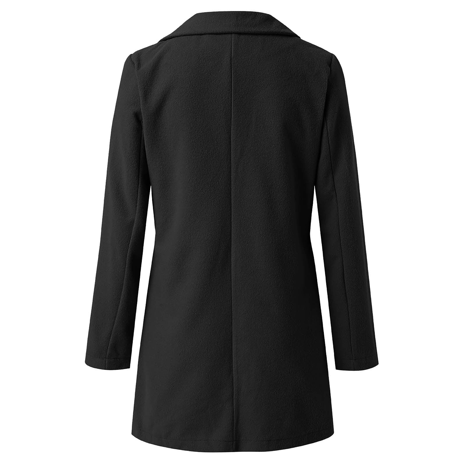 YUTK Womens Coats Outerwear Winter,Women's Fall and Winter Straight Cardigan Button Pocket Coat(Black,L)