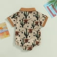 thumbnail image 4 of Douhoow Western Baby Boy Romper 3 6 12 18 Months Infant Boys Short Sleeve Cow Print Lapel Bodysuit Summer Newborn Clothes 0-18M, 4 of 8