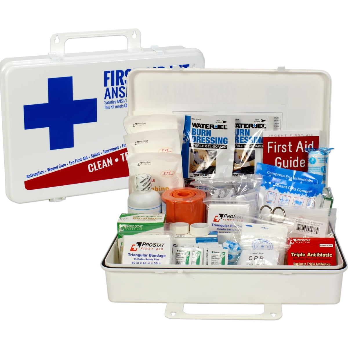OSHA & ANSI First Aid Kit, 50 Person, 198 Pieces, Indoor/Outdoor Emergency Kit for Office, Home or Car, ANSI 2015 Class B, Types I, II & III, Gasketed for weather and moisture resistance, Made in USA