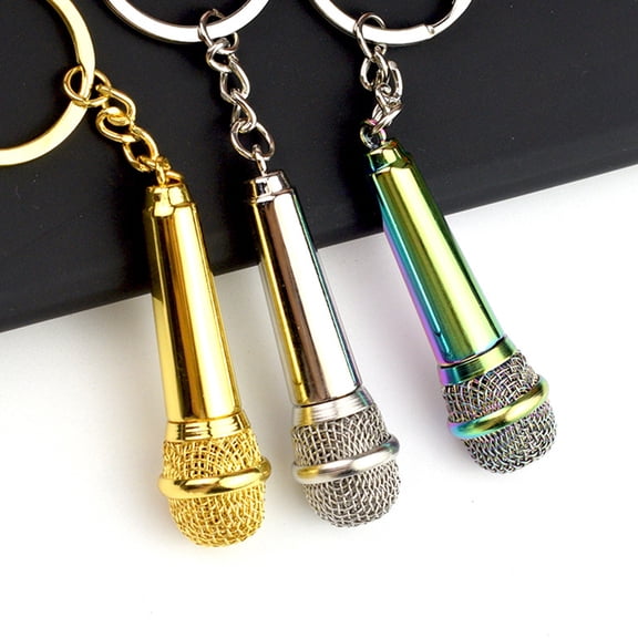Mic Keychain for Music Enthusiasts Microphone Pendant Keyring Stylish Bag Charm