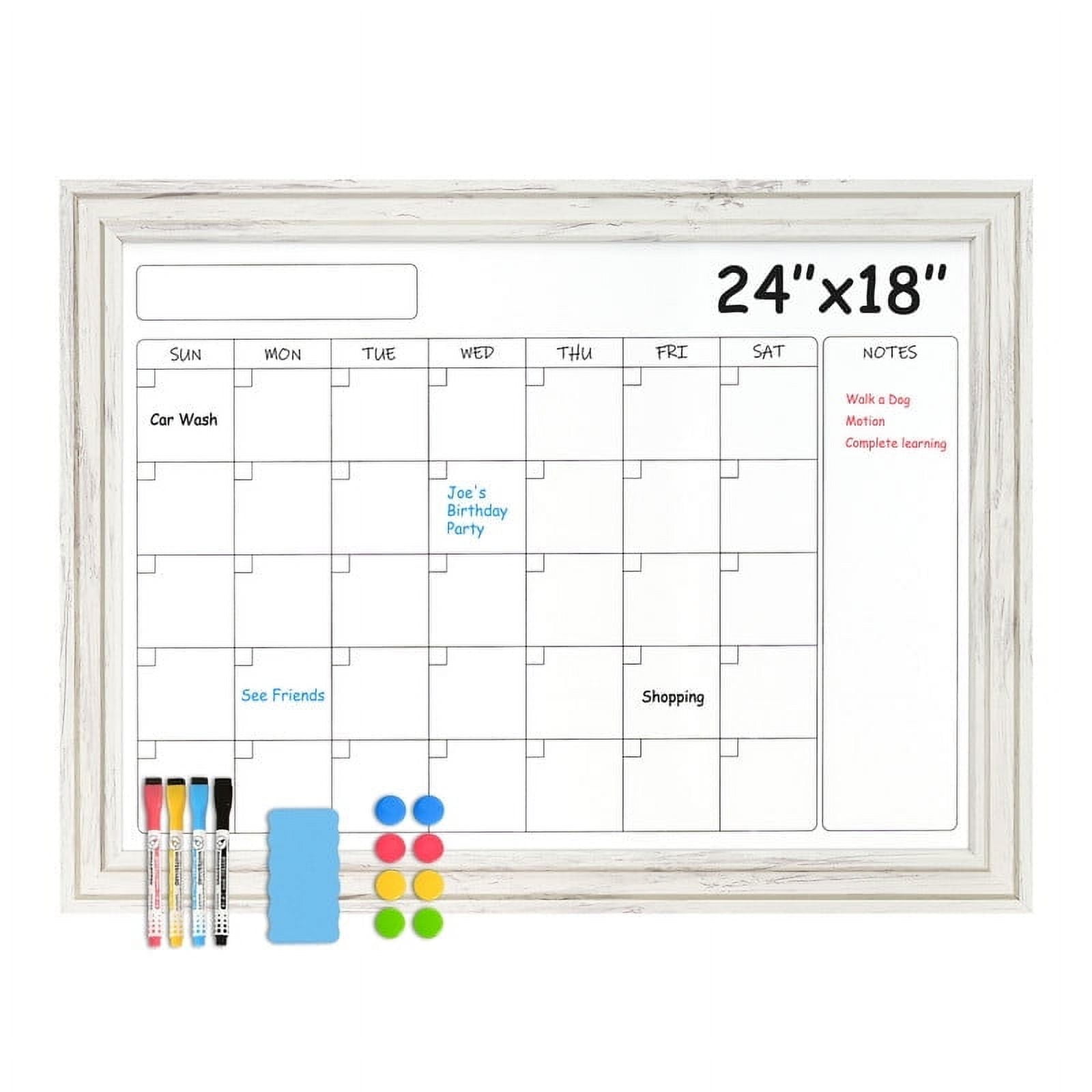 DOLLAR BOSS Dry Erase Whiteboard Calendar Magnetic White Board, 18"x24" Magnetic Whiteboard for Wall Schedule Planner Board Wall-Mounted Calendar for Home Office Classroom with Markers & Magnets