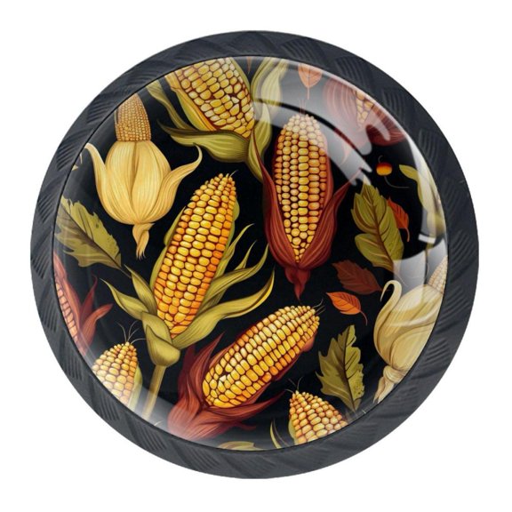 4 Pcs Thanksgiving Corn Knobs for Kitchen Cabinet Cupboard Dresser Bookcase Drawer Pulls Handles Round Home Decor