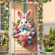 thumbnail image 4 of Cubierta de puerta de bienvenida de conejo, decoración de fondo de puerta de Feliz Pascua rosa, letrero de bienvenida para puerta de entrada de Pascua para recuerdos de fiesta de Feliz Pascua, 4 of 6