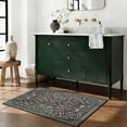 thumbnail image 6 of Bleum Cade 2'x3' Dark Boho Floral Washable Small Rug, Vintage Non Slip Stain Resistant Low Pile Welcome Mat, Indoor Entryway Doormat for Hallway, Kitchen, Bathroom, Bedroom, 6 of 10
