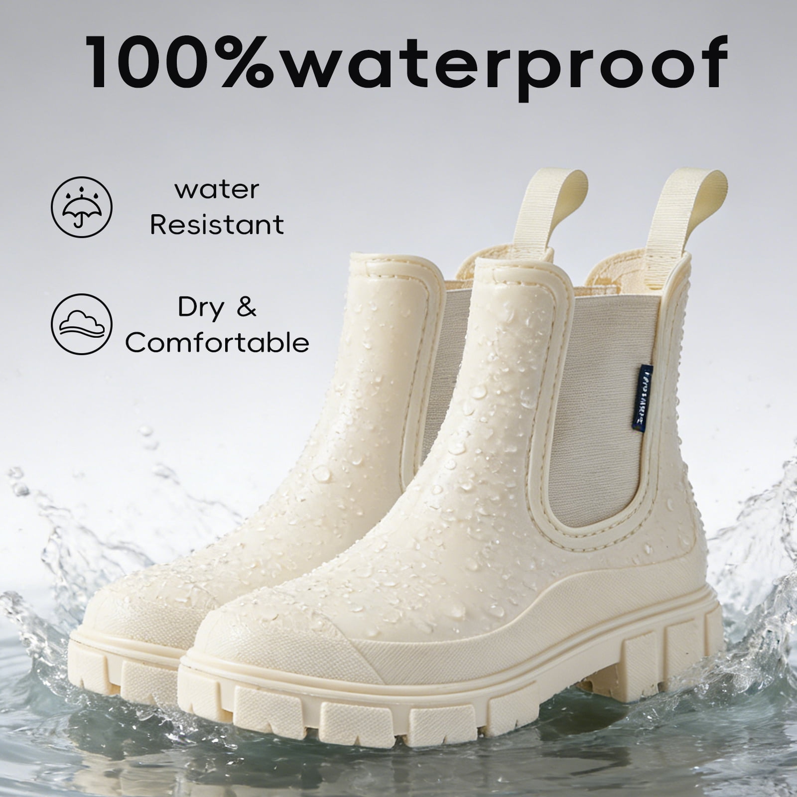 Sogetch Womens Short Rain Boots Waterproof Ankle Chelsea Boots Slip-Resistant Garden Shoes