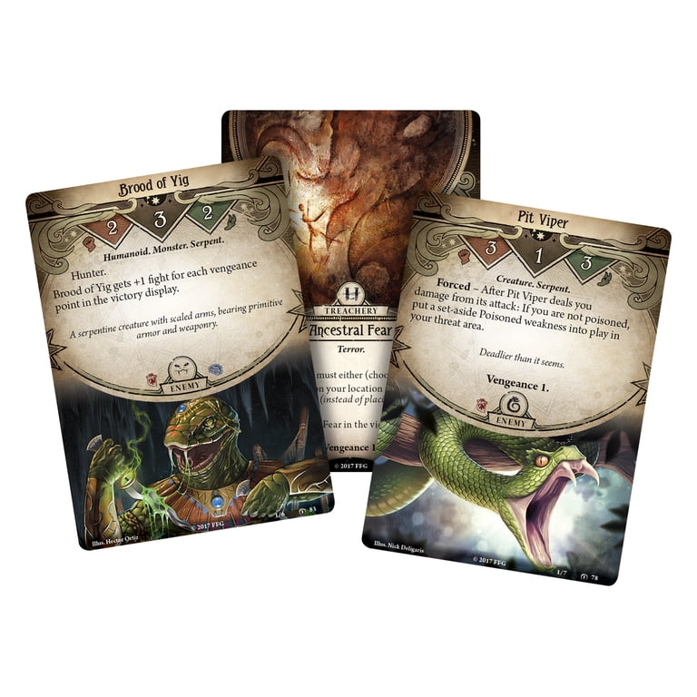 arkham horror the card game the forgotten age Heart of the Elders Mythos Pack Fantasy Flight Games The image shows the front and back of the same item Arkham Horror The Card Game