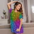 thumbnail image 3 of Hirioo Colorful Glitter for Women’s Nightdress Comfortable Short Sleeve Nightwear Casual Sleep Dress, 3 of 6
