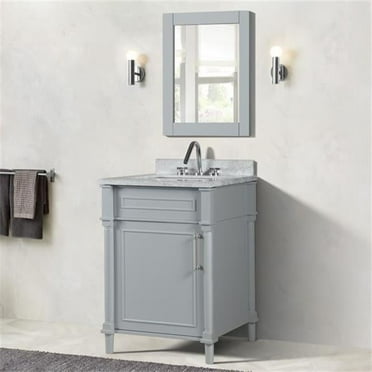 Bellaterra Home 800632-24BN-LG 24 in. Single Vanity with Carrara Marble Top, Light Gray & White