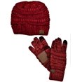 thumbnail image 1 of Unisex Soft Stretch Cable Knit Beanie and Anti-Slip Touchscreen Gloves 2 Pc Set 2 Pc Set, 1 of 1