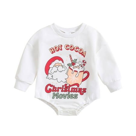

Dr.Eam Newborn Bodysuits Infant Boys Girls Christmas Long Sleeve Letter Prints Pullover Romper Newborn Sweatshirt Bodysuits Onesies Outerwear White 0 M-3 M