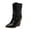 Black, variant on PEASKJP Heeled Boots for Women Mid Calf Chunky Heels Patent Leather Boots,White 41