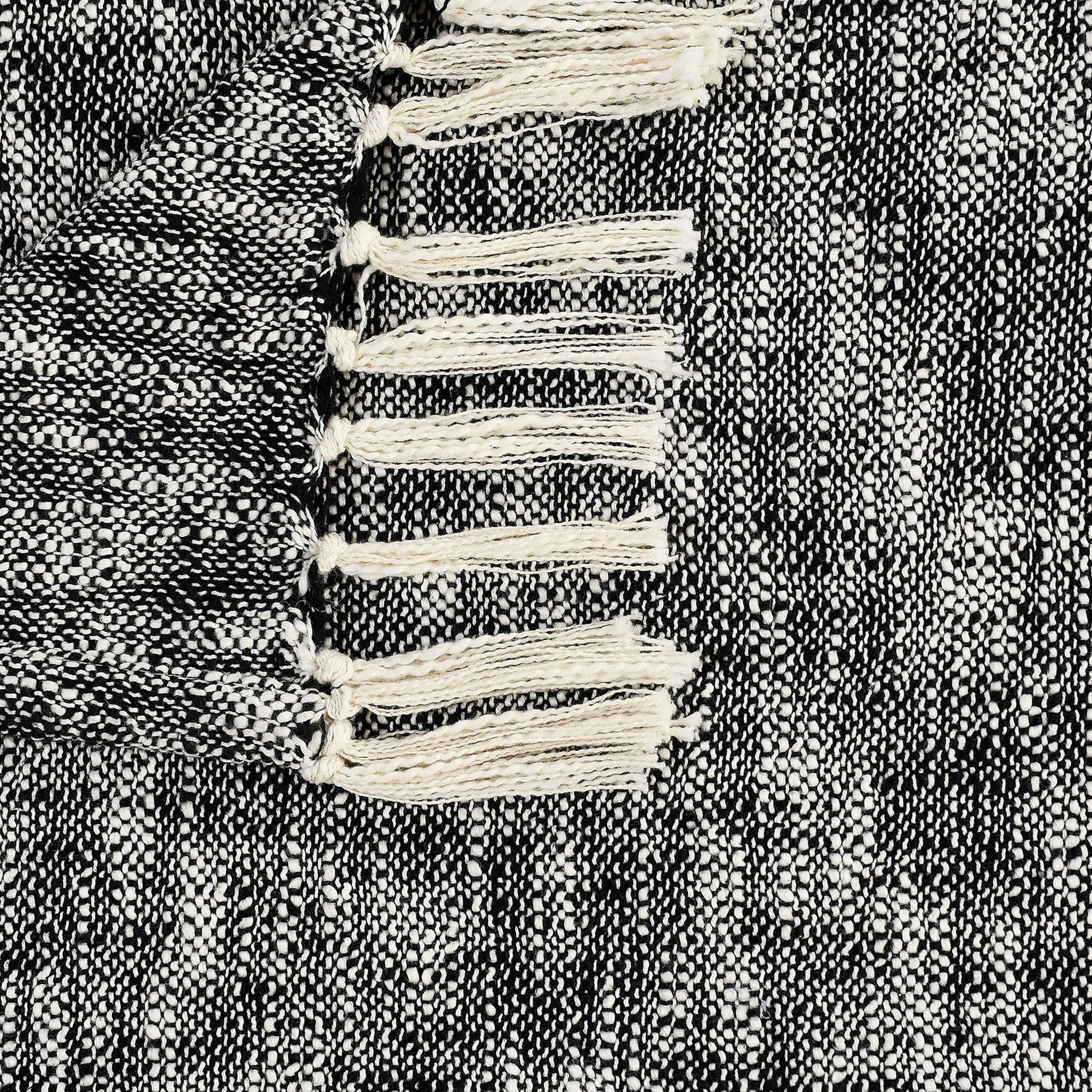 Ox Bay Black/Ivory Distressed Cotton Adult Throw Blanket, 50" x 60"