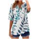 thumbnail image 2 of Xuyuer Linen-Look Printed V-Neck 3/4 Sleeve Shirt - Women's Roll-Tab Sleeve Blouse for Coastal Weekend Getaways, Art Gallery Openings, and Effortlessly Tailored Bohemian Chic Top, 2 of 5