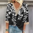 thumbnail image 2 of Ruimatai Women's Casual Lace V-Neck Printed 3/4 Sleeve Loose Blouse Top Comfortable Fashion Tunic Shirt, 2 of 5