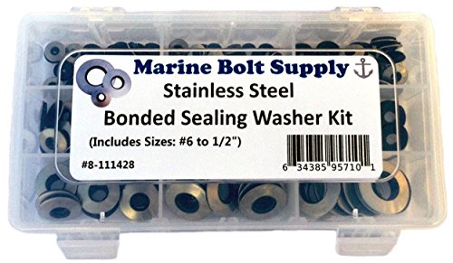 Stainless Steel Neoprene Bonded Sealing Washer Assortment Kit Marine Bolt Supply 8-111428