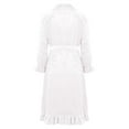thumbnail image 6 of Women's Lace Trim Plush Fleece Maxi Robe, Elegant Collar Long Sleeve Bathrobe, Soft Warm Nightgown, Cozy Winter Loungewear, Delicate Trim Sleepwear White L, 6 of 10