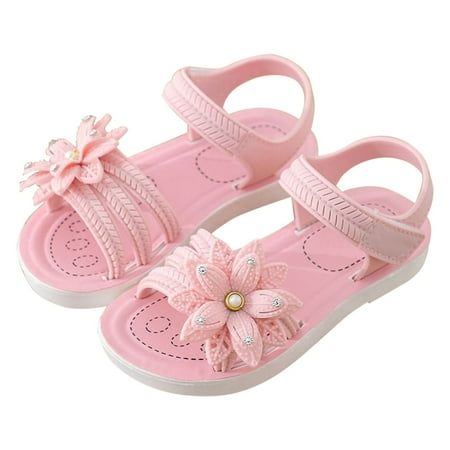 

Wiueurtly Toddler Slip on Shoes Girls Toddler Sandals Girls Children Sandals Soft Flat Shoes Fashion Comfortable Bow Soft Bottom Lightweight Baby Princess Sandals