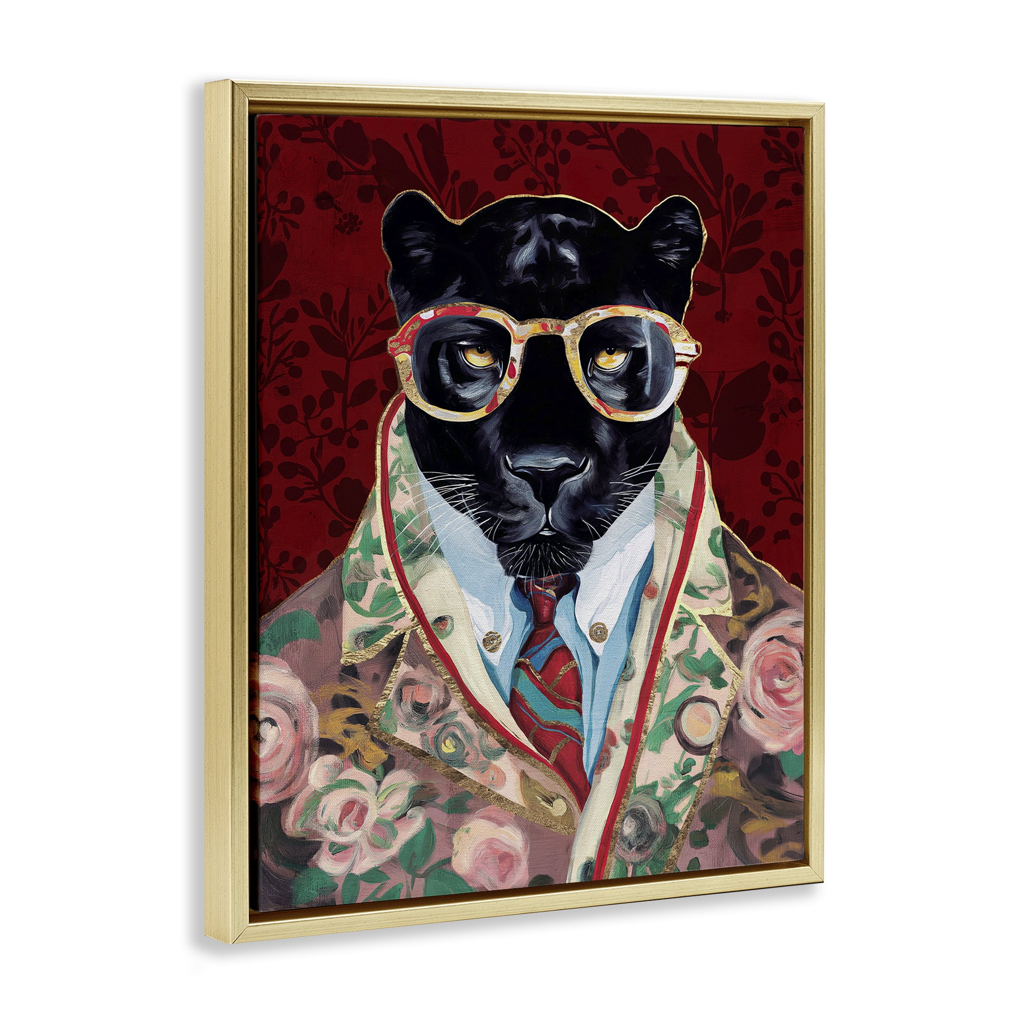 Stupell Industries Fashionable Scarlet Panther Gold Framed Floater Canvas Wall Art, design by Svetlana Aleynikova